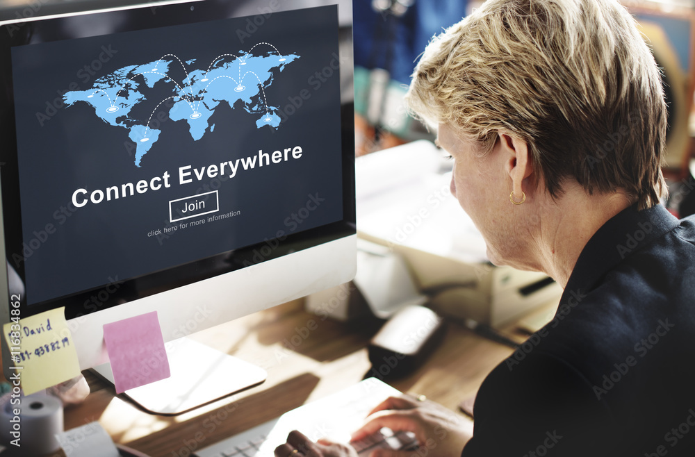 Aufkleber connect everywhere globalization interconnection communication c