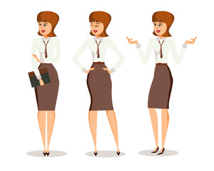 Set successful business woman in different poses