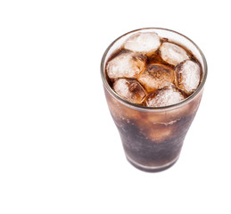 Cola with ice isolated on white background