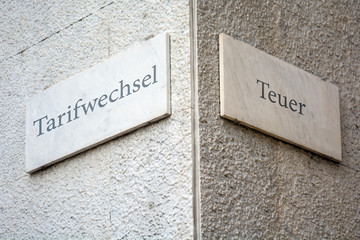 Schild 109 - Tarifwechsel