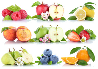 Fr&uuml;chte Apfel Orange Beeren Orangen Erdbeere Collage Freistelle