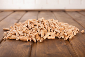 Pile of wooden pellets