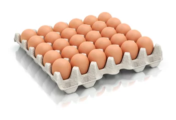 Fototapeten Thirty eggs in a carton package © mipan
