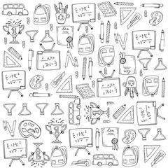 Collection stock many object school doodles