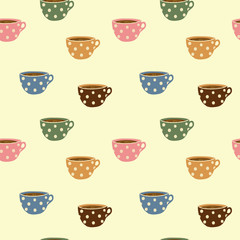 seamless pattern design colorful coffee mug cups