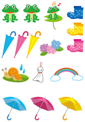 梅雨時期のイラストセット