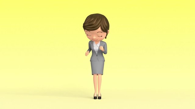 3D animation - Animation of a business woman of the victory pose.