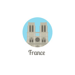 France landmark isolated round icon. Vector illustration