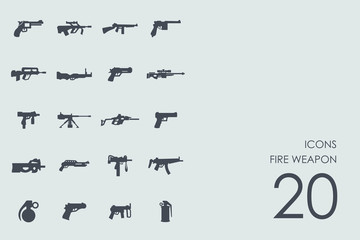 Set of fire weapon icons