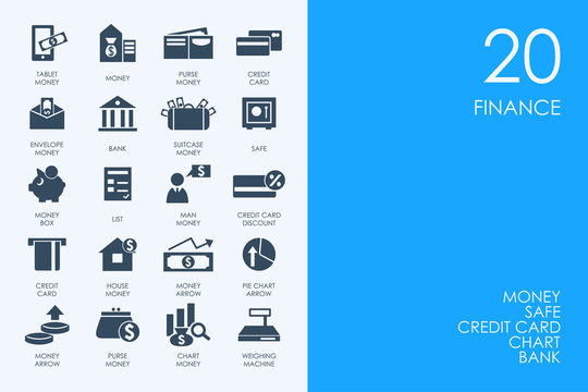 Set of BLUE HAMSTER Library finance icons