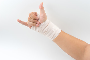 hand bone broken from accident with arm splint