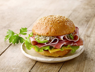 breakfast sandwich with smoked meat