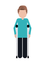 crutches person invalidates isolated icon design, vector illustration  graphic 