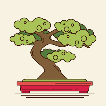 flat icon of bonsai tree