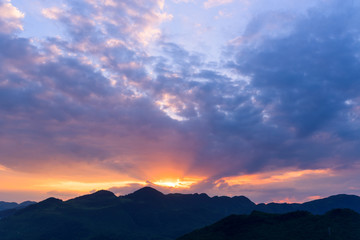 Fototapeta premium Sunset with colorful sky and clouds