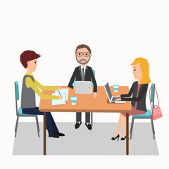 Obraz premium People working in the co-working space infographics elements.ill