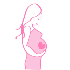 Pregnant woman. Pink baby girl. Mother's day vector illustration