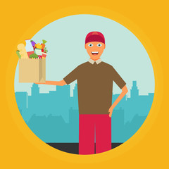 Flat design colorful vector illustration concept for grocery 