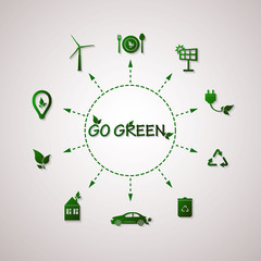 Green planet vector info graphic illustration. Ecology flat design