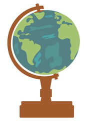 cute cartoon desk earth globe vector illustration

