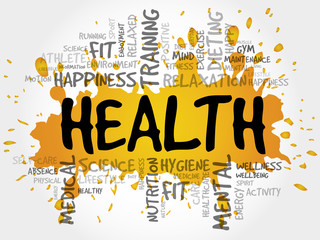 Health word cloud collage, health concept background
