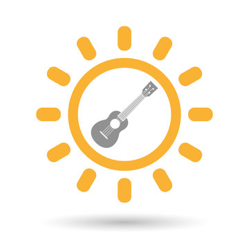Isolated line art sun icon with  an ukulele