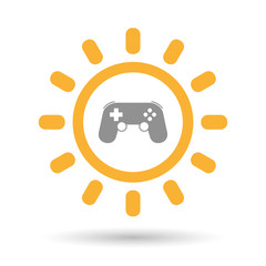Isolated line art sun icon with  a game pad