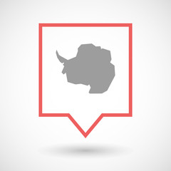 Isolated line art tooltip icon with  the map of  Antarctica