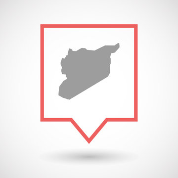 Isolated line art tooltip icon with  the map of Syria