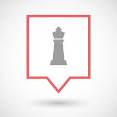 Isolated line art tooltip icon with a  king   chess figure