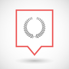 Isolated line art tooltip icon with  a laurel crown sign