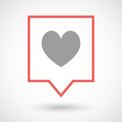 Isolated line art tooltip icon with  the heart poker playing car
