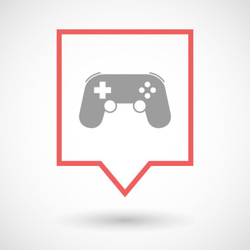 Isolated line art tooltip icon with  a game pad