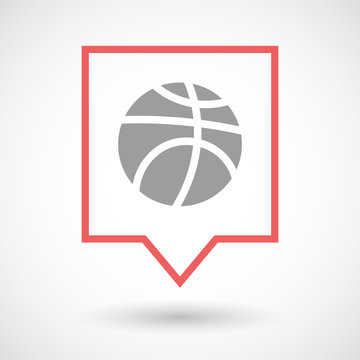 Isolated line art tooltip icon with  a basketball ball