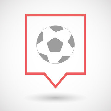 Isolated line art tooltip icon with  a soccer ball