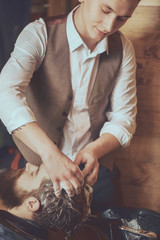 Naklejka premium Modern hairstyle industry