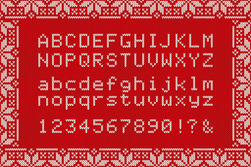 Christmas Knitted Font. Nordic Fair Isle Knitting Sweater Design