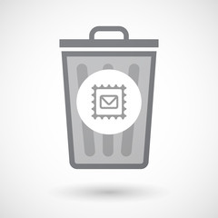 Isolated trash can icon with  a mail stamp sign