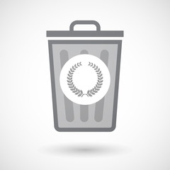 Isolated trash can icon with  a laurel crown sign