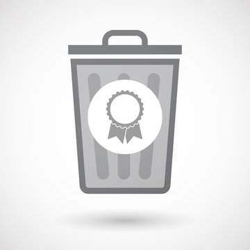 Isolated trash can icon with  a ribbon award
