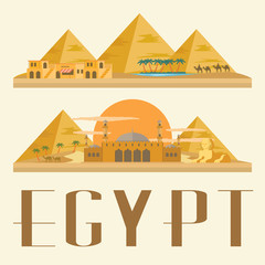 Egypt travel and landmark. Concept Vector Illustration - 116845028