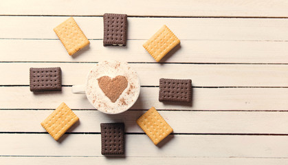 cup of coffee and cookies