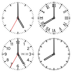 Clock face. Set of different styles