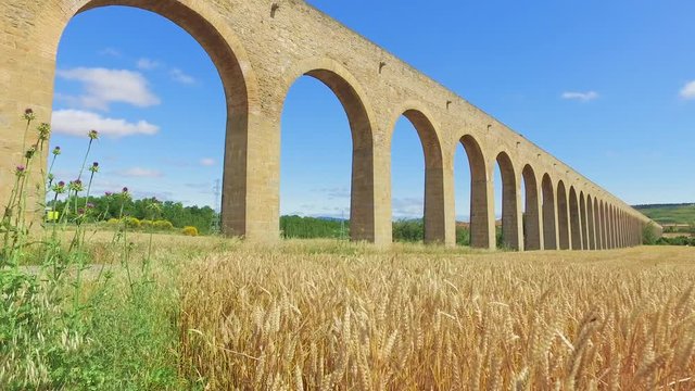 The Aqueduct of Noain built in 18th century near Pamplona, Navarra, Spain
