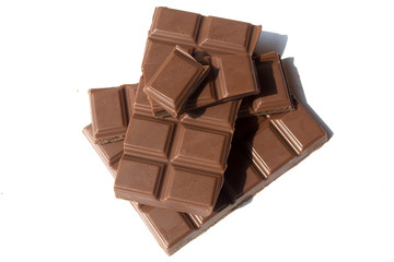 Chocolate on white background