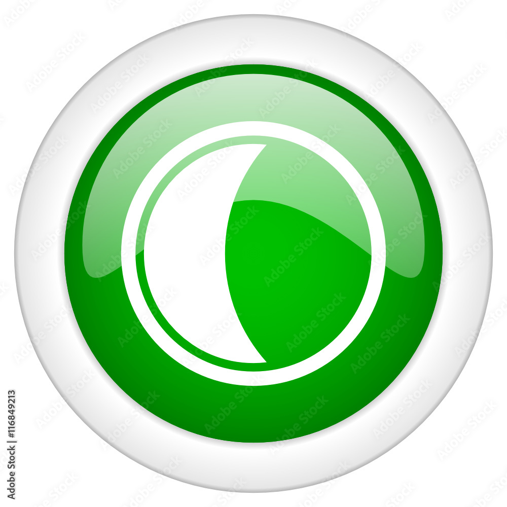 Poster green glossy round web moon vector icon