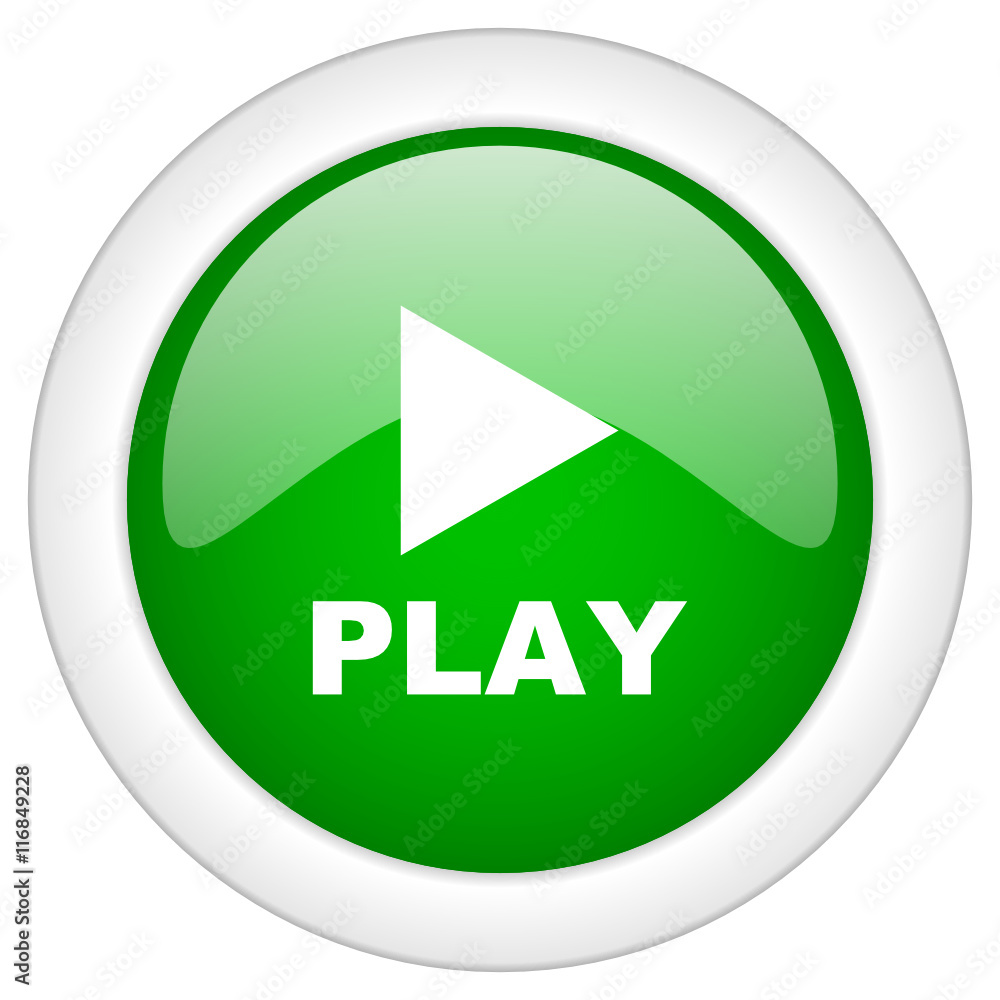 Poster green glossy round play vector web icon