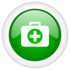 Obraz premium Green first aid vector icon