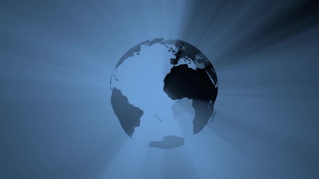 Erde dreht sich, Licht strahlt zwischen den Kontinenten