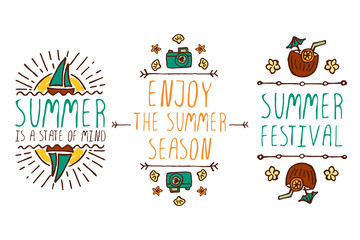 Set of summer hand-sketched elements
